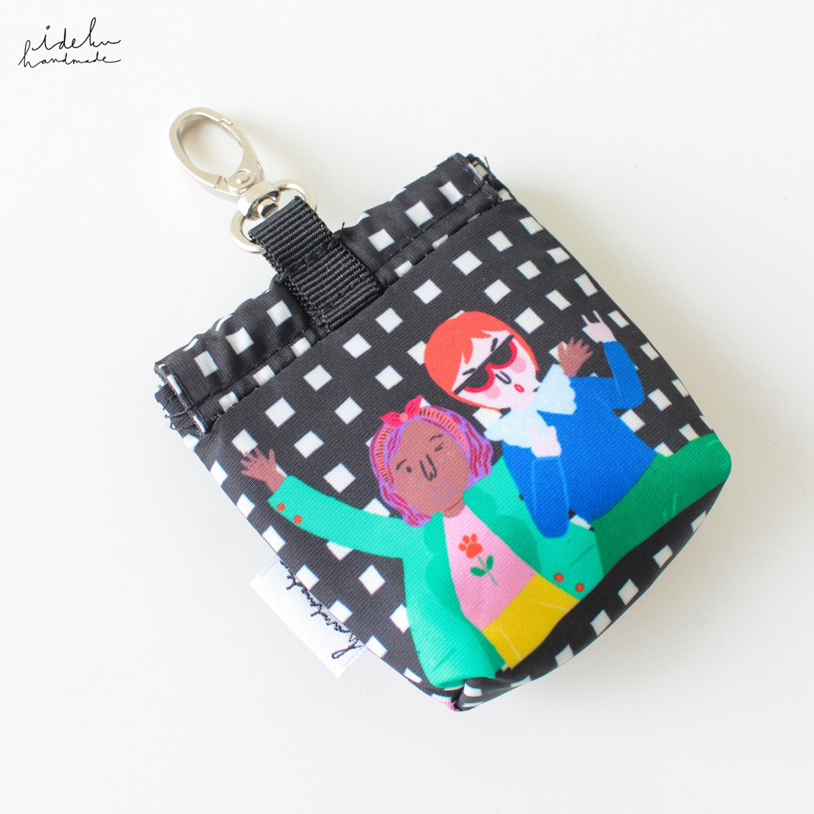 Fancy Faces Black Earbuds Pouch
