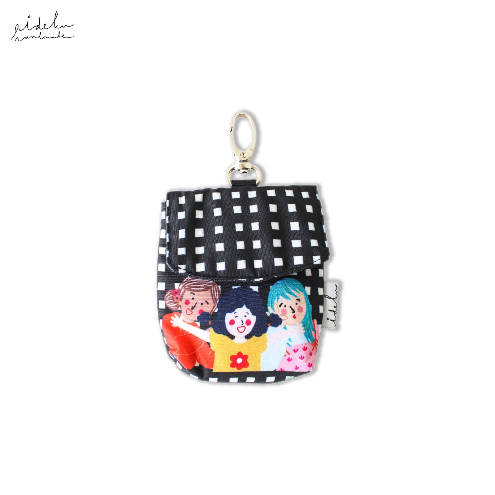 Fancy Faces Black Earbuds Pouch