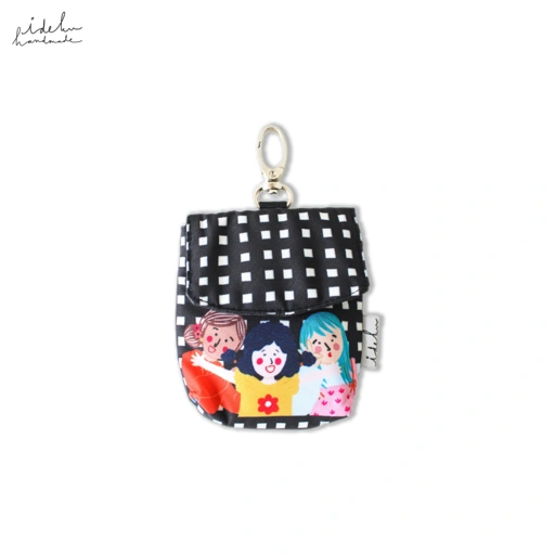 Image of Fancy Faces Black Earbuds Pouch