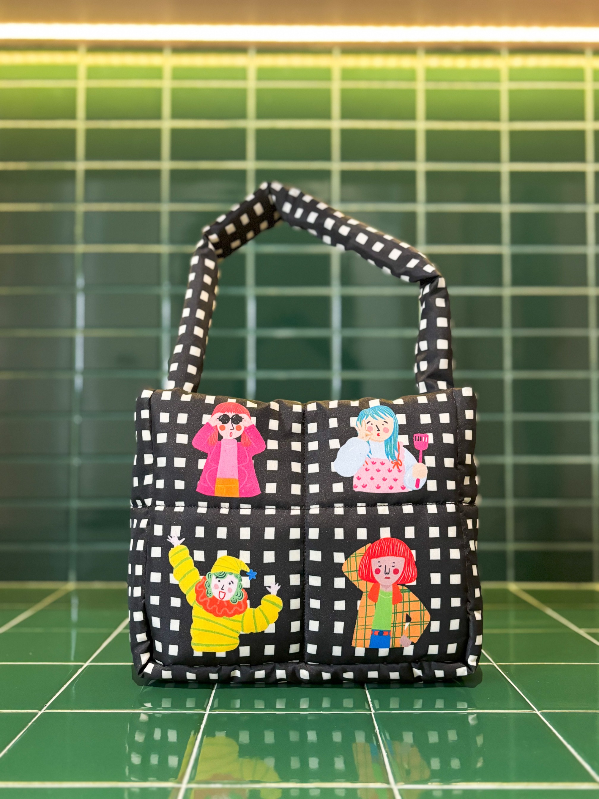 Fancy Faces Black Fluffy Bag