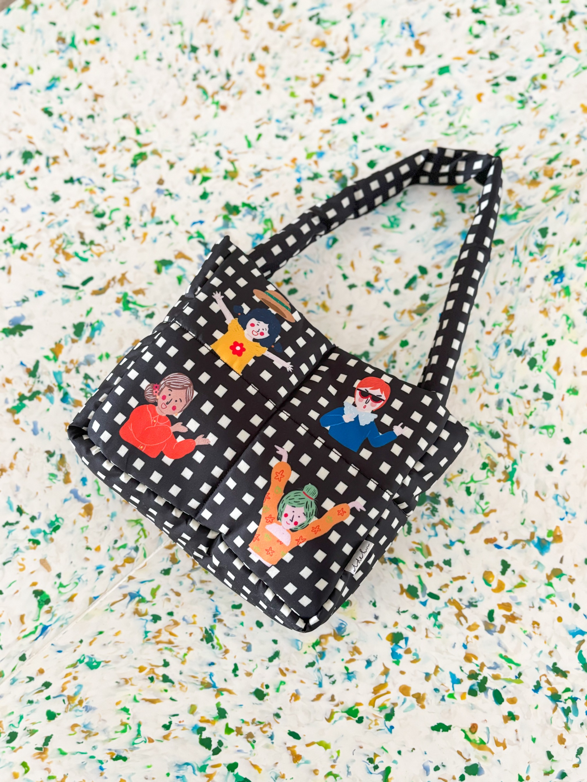 Fancy Faces Black Fluffy Bag