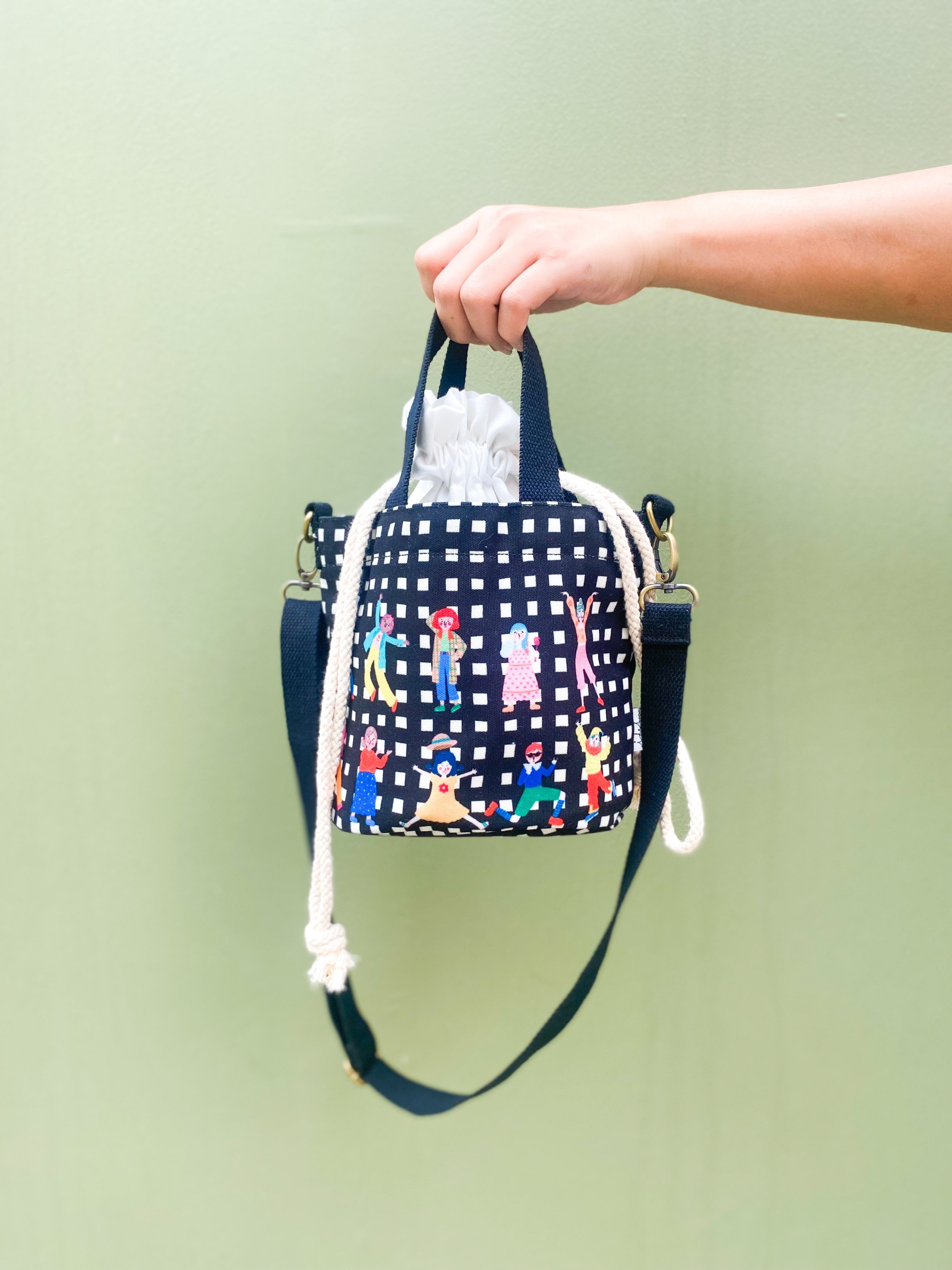 Fancy Faces Black Mini Handbag