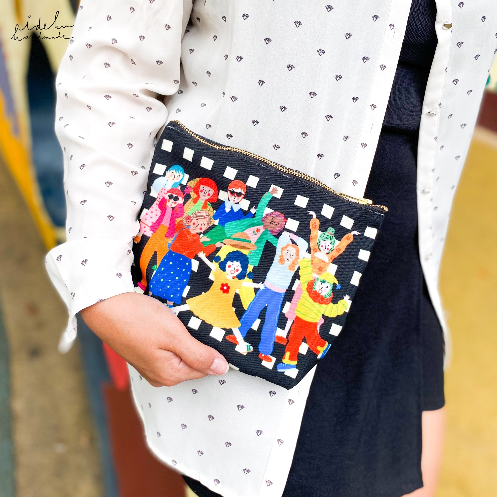 Fancy Faces Black Pouch 