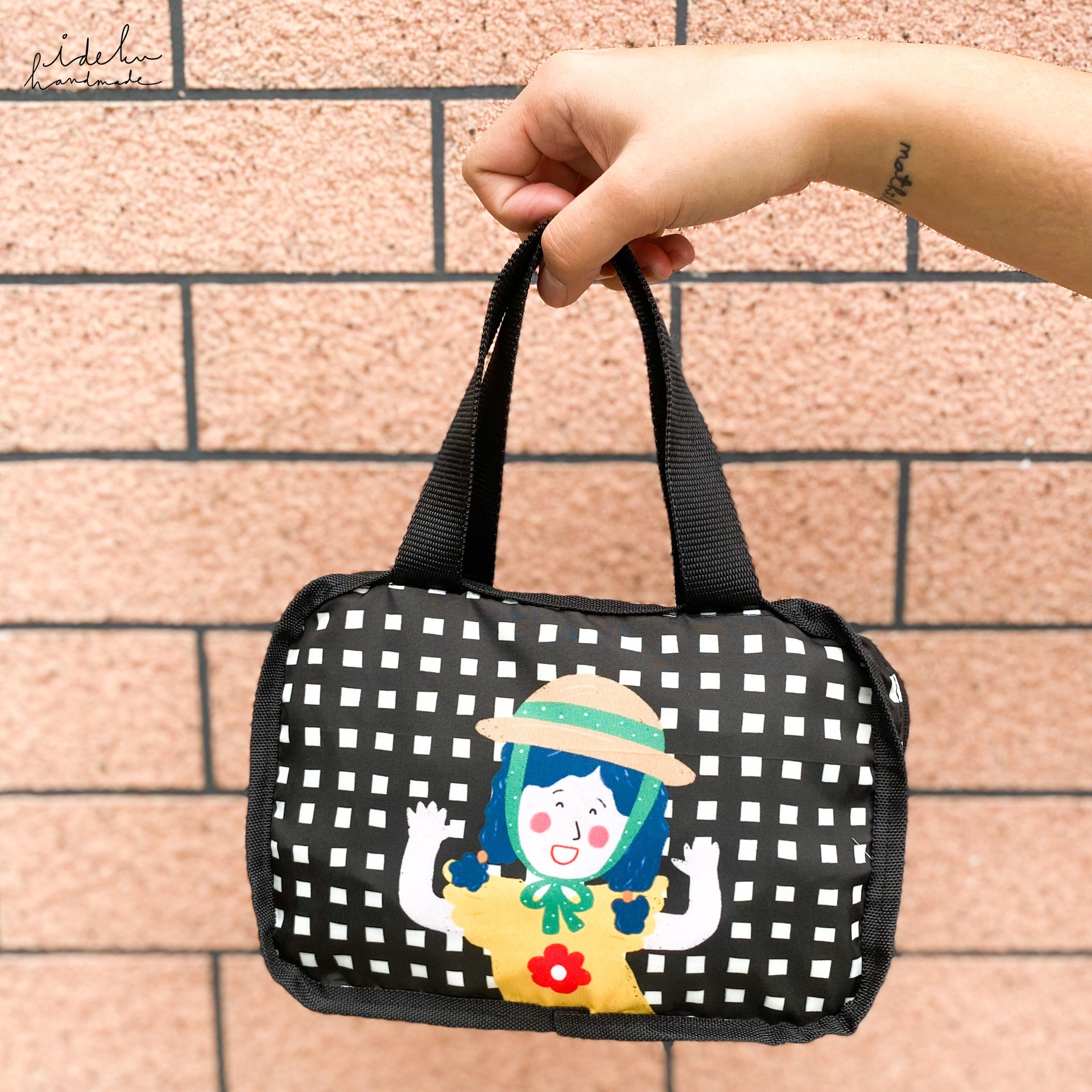 Fancy Faces Black Foldable Backpack