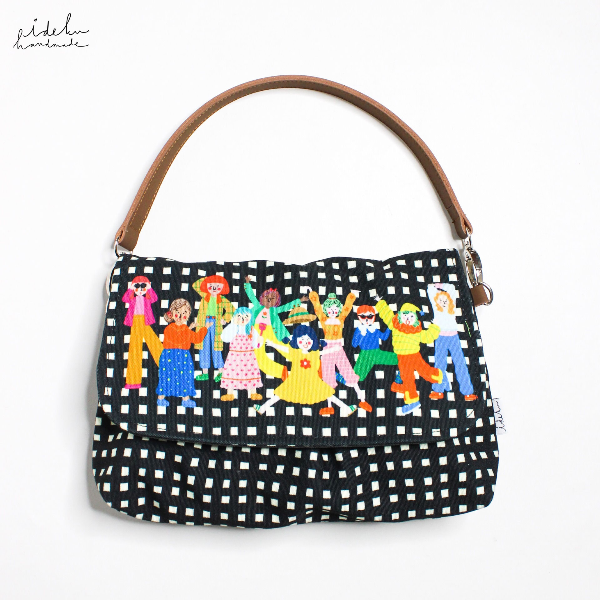 Fancy Faces Black Sling Bag 