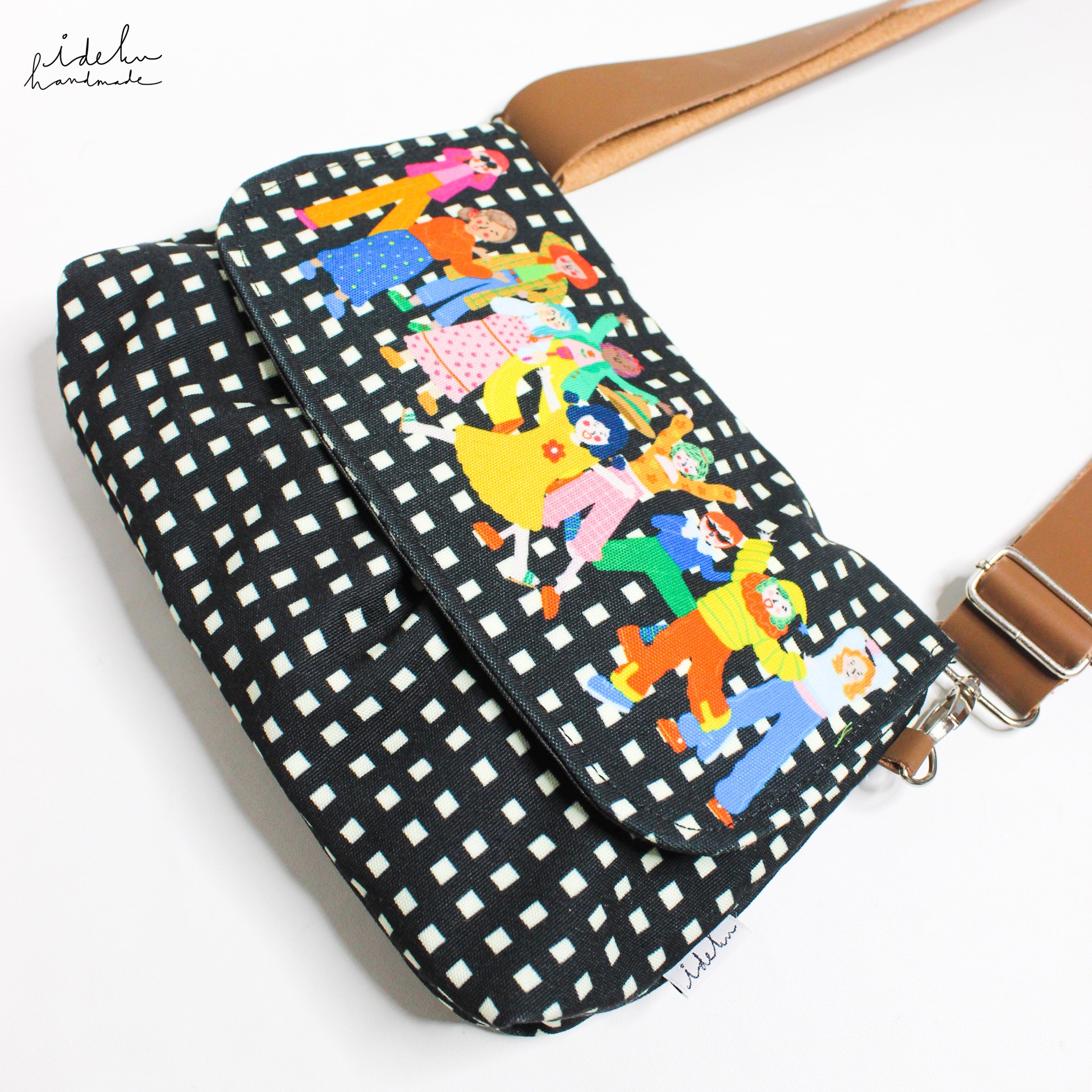 Fancy Faces Black Sling Bag 