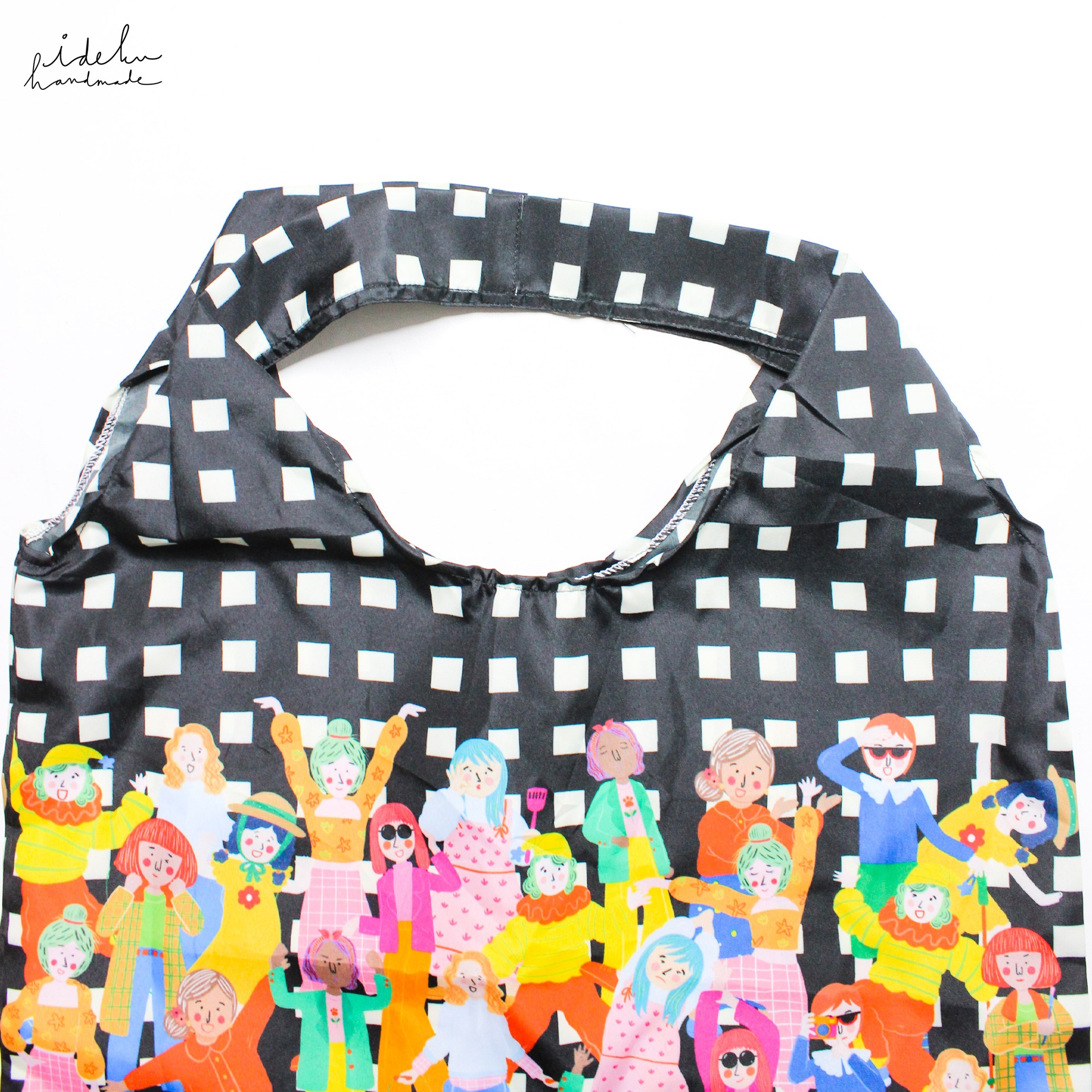 Fancy Faces Black Shopping Bag