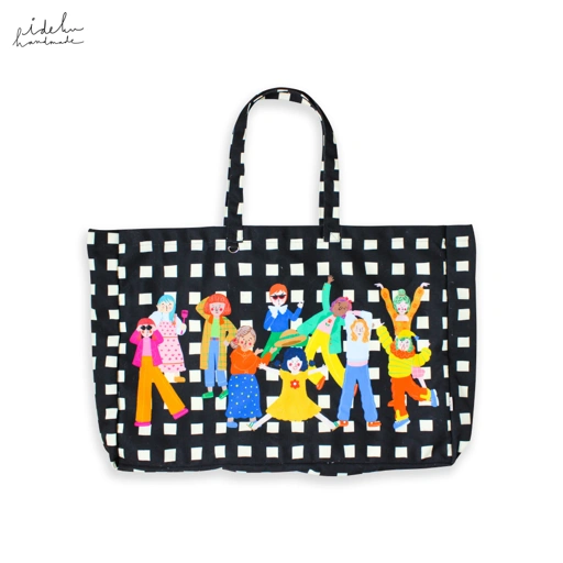 Image of Fancy Faces Black Large Bag
