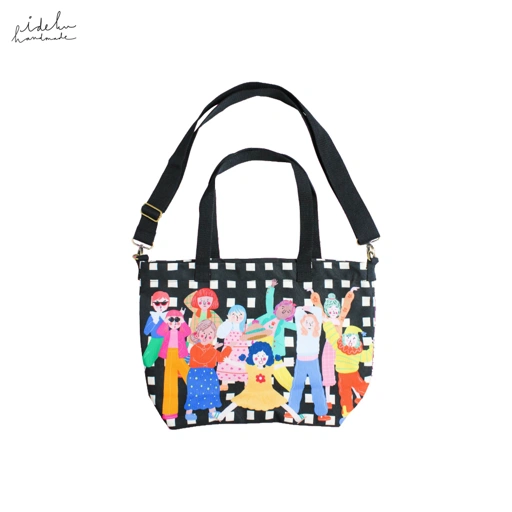Image of Fancy Faces Black Tote Bag 