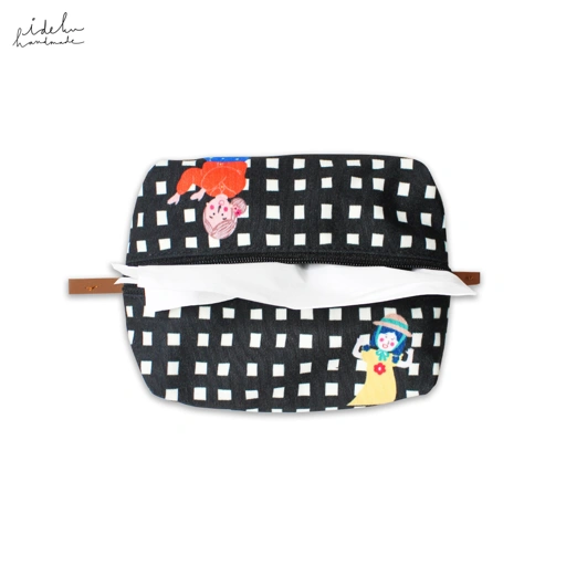 Image of Fancy Faces Black Tissue Cover 