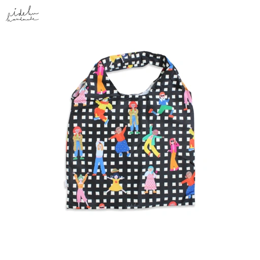 Image of Fancy Faces Black Shopping Bag Ideku