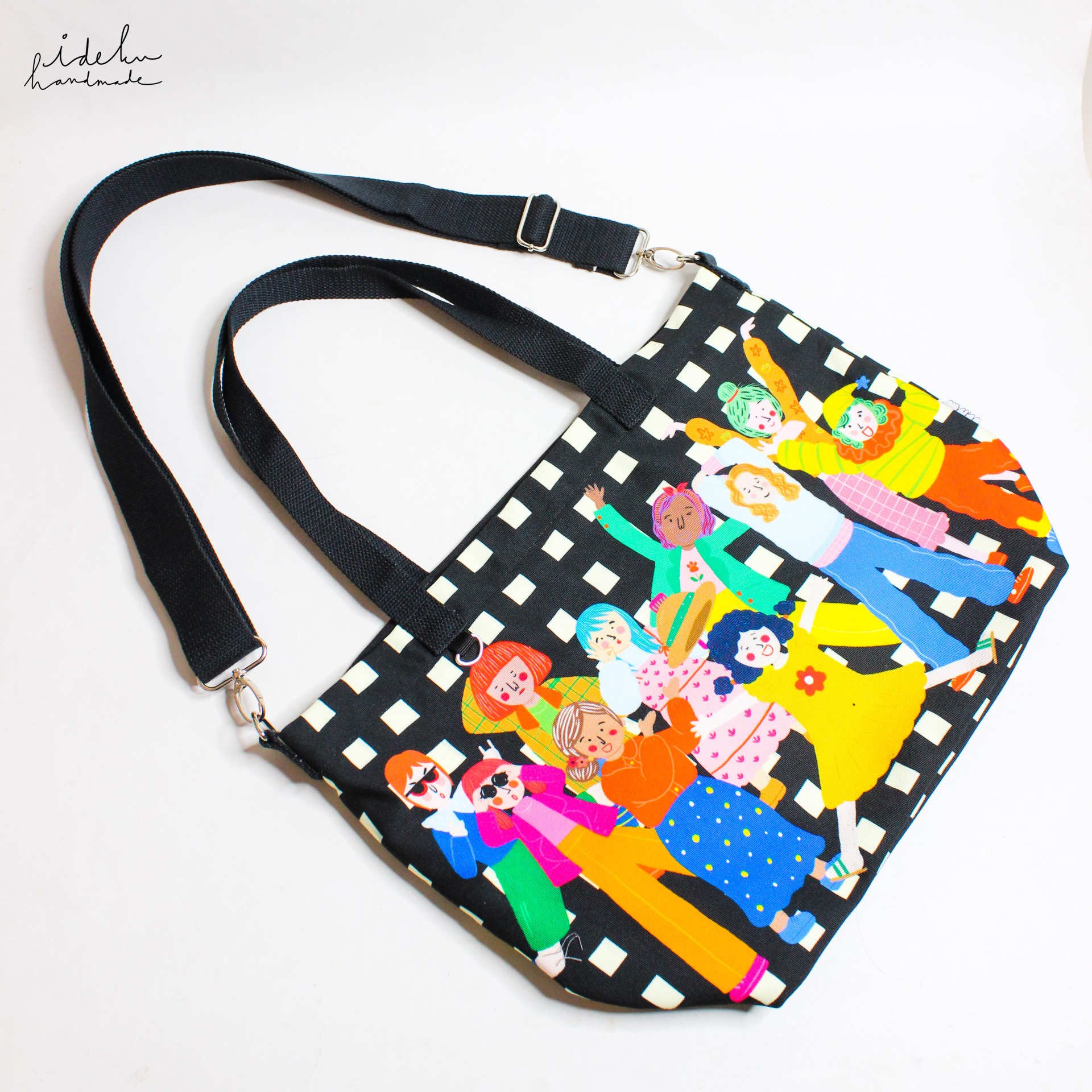 Fancy Faces Black Tote Bag
