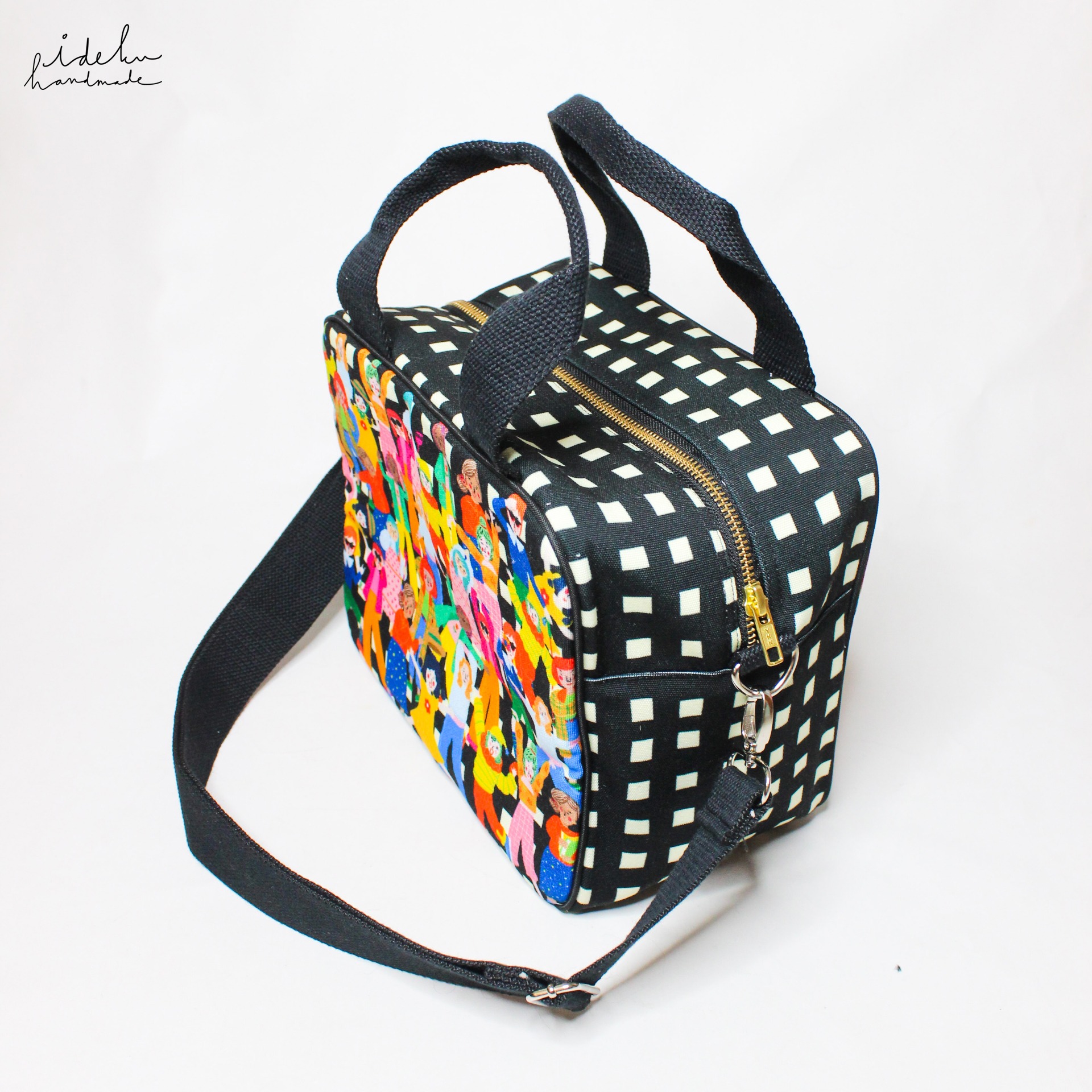 Fancy Faces Black Boxy Bag