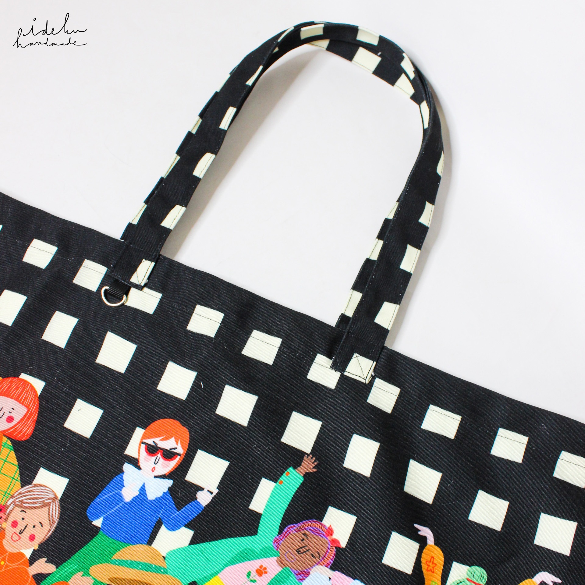 Fancy Faces Black Large Bag