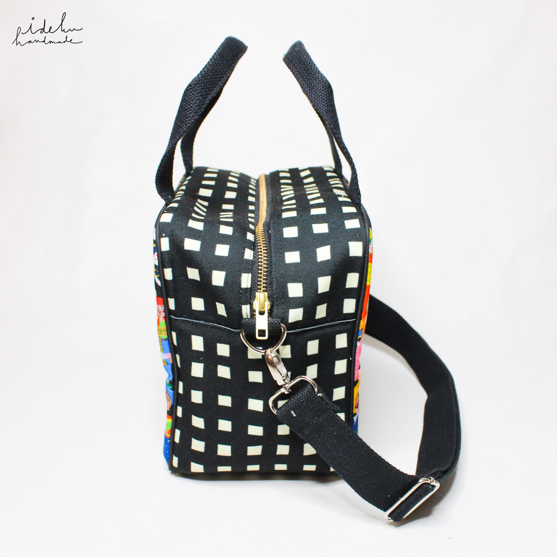 Fancy Faces Black Boxy Bag