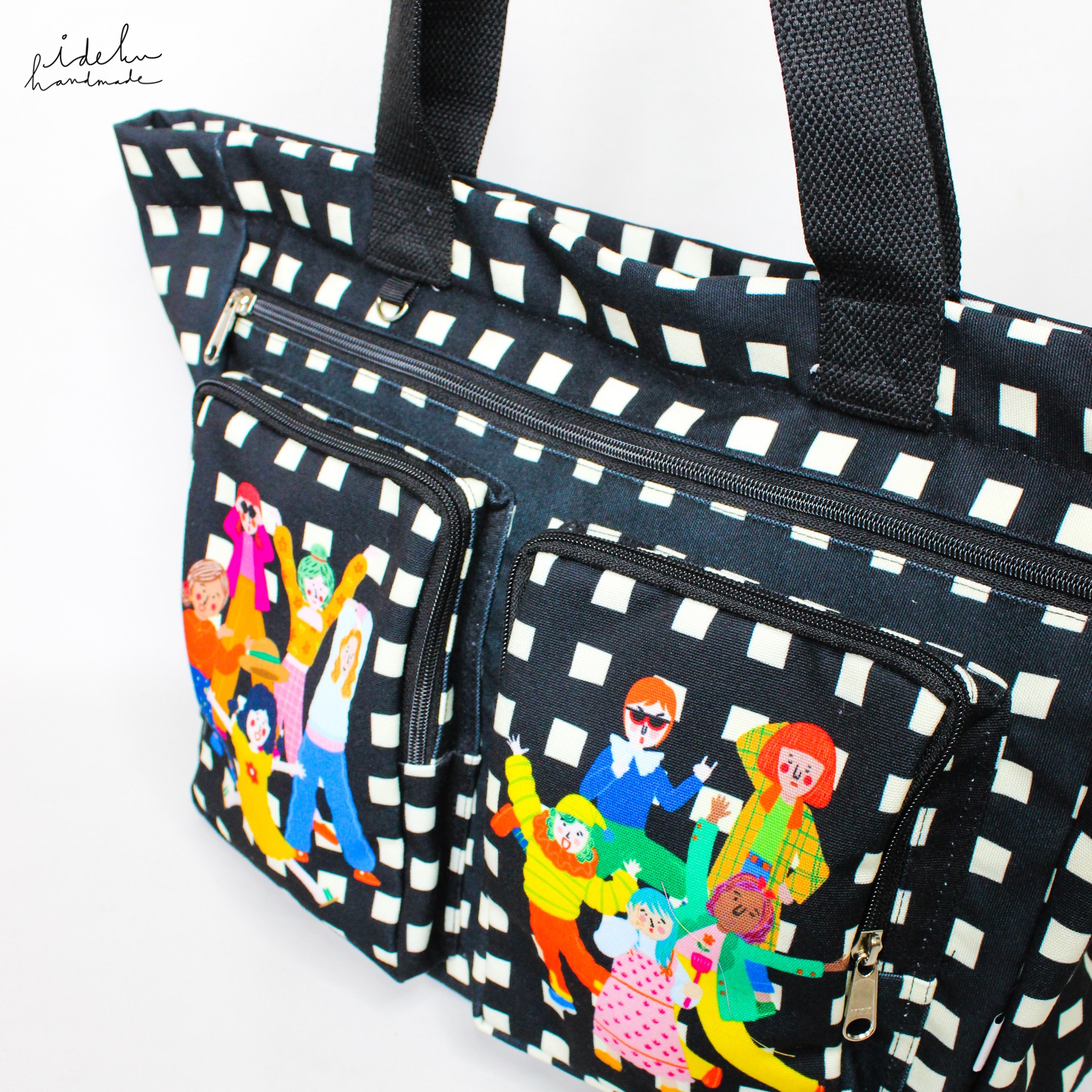 Fancy Faces Black Travel Bag