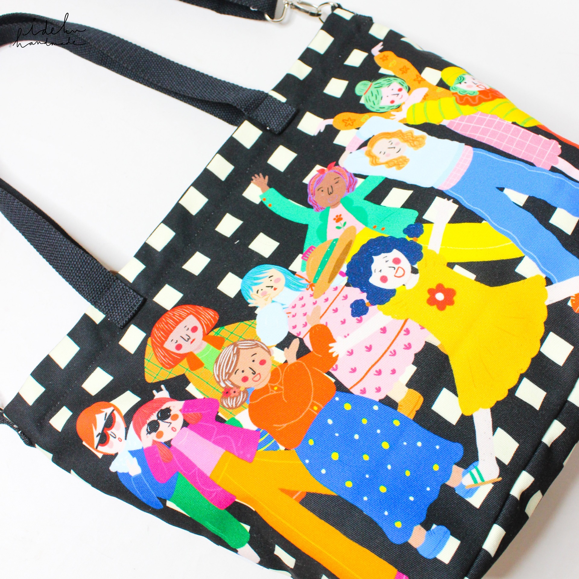 Fancy Faces Black Tote Bag