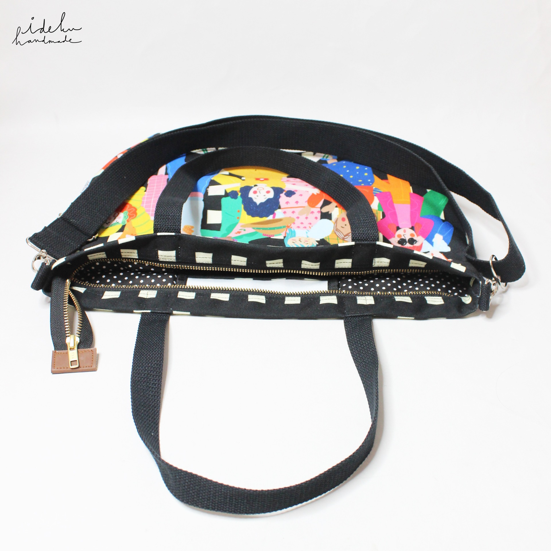 Fancy Faces Black Tote Bag