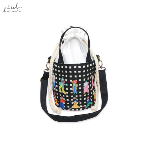 Image of Fancy Faces Black Mini Handbag 