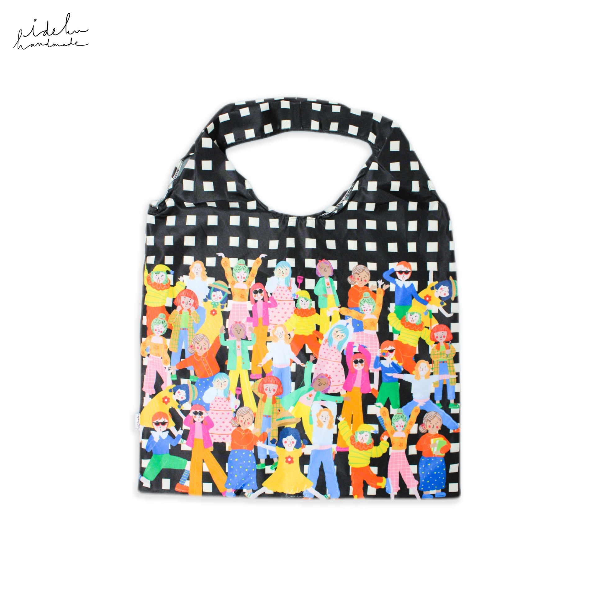 Fancy Faces Black Shopping Bag