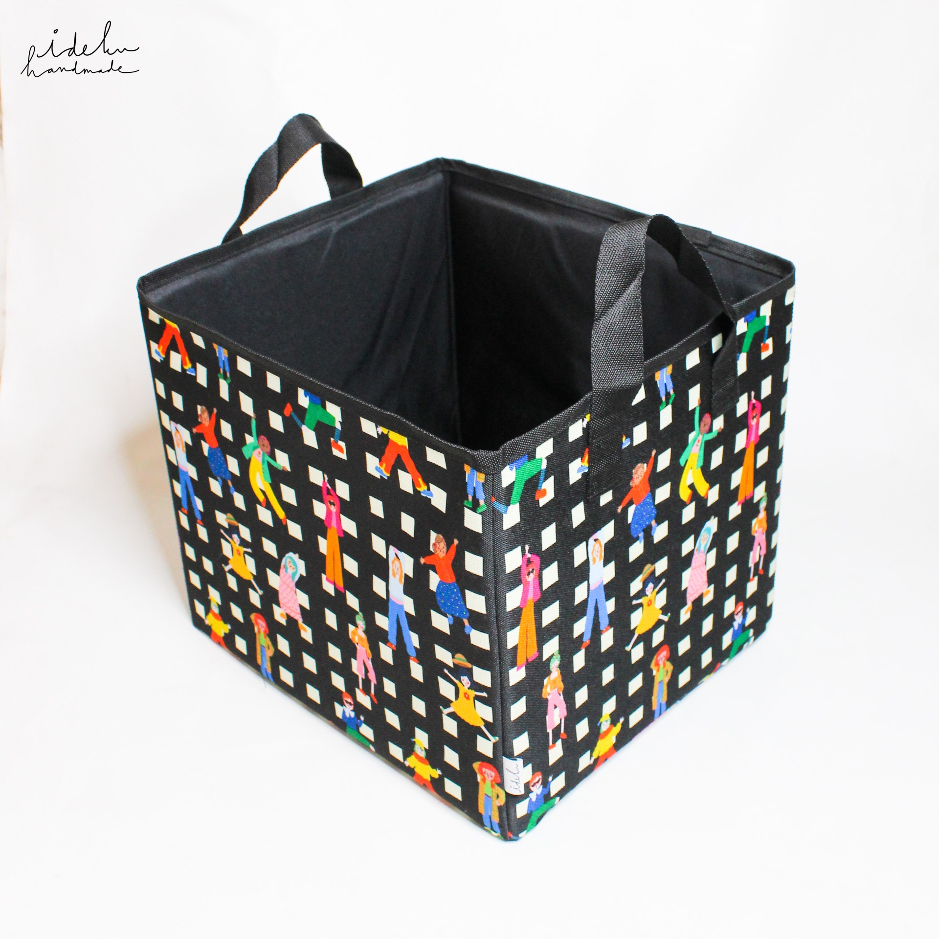 Fancy Faces Black Square Storage 