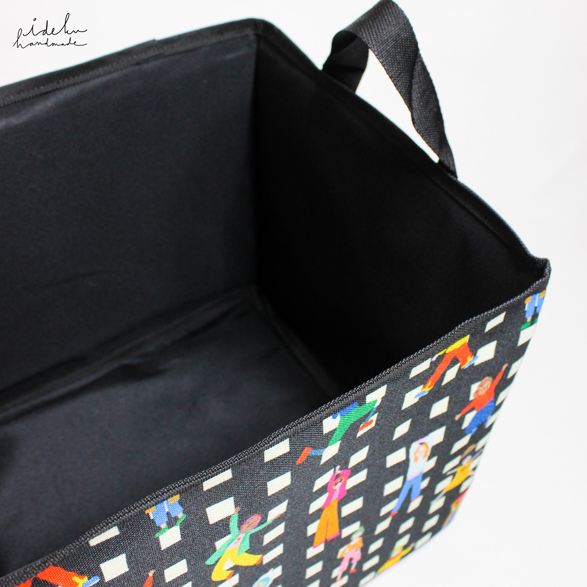 Fancy Faces Black Square Storage 
