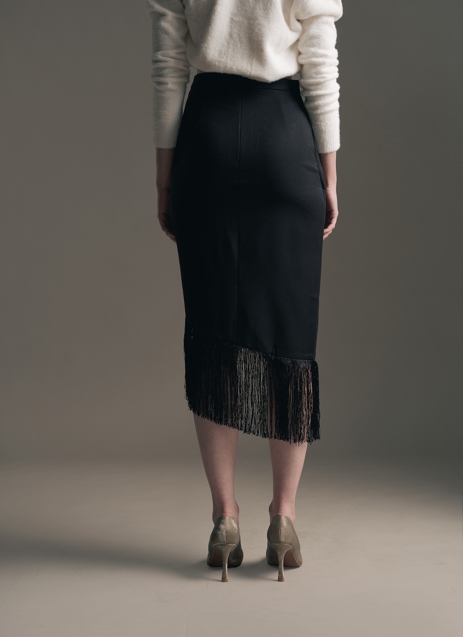 Gabriella Fringe Skirt in Black