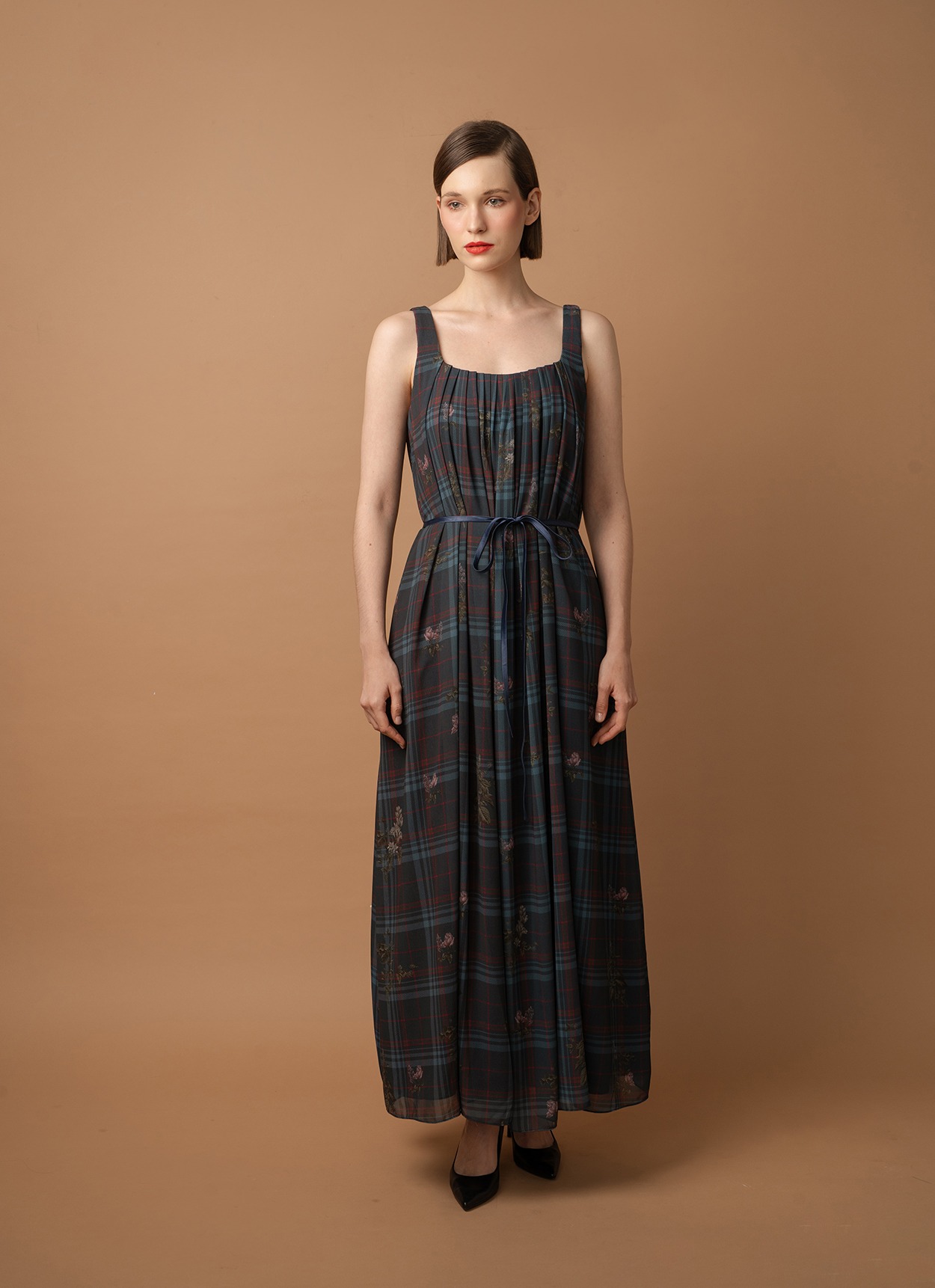 Plaid Botanica Long Dress (PO for 5 days)