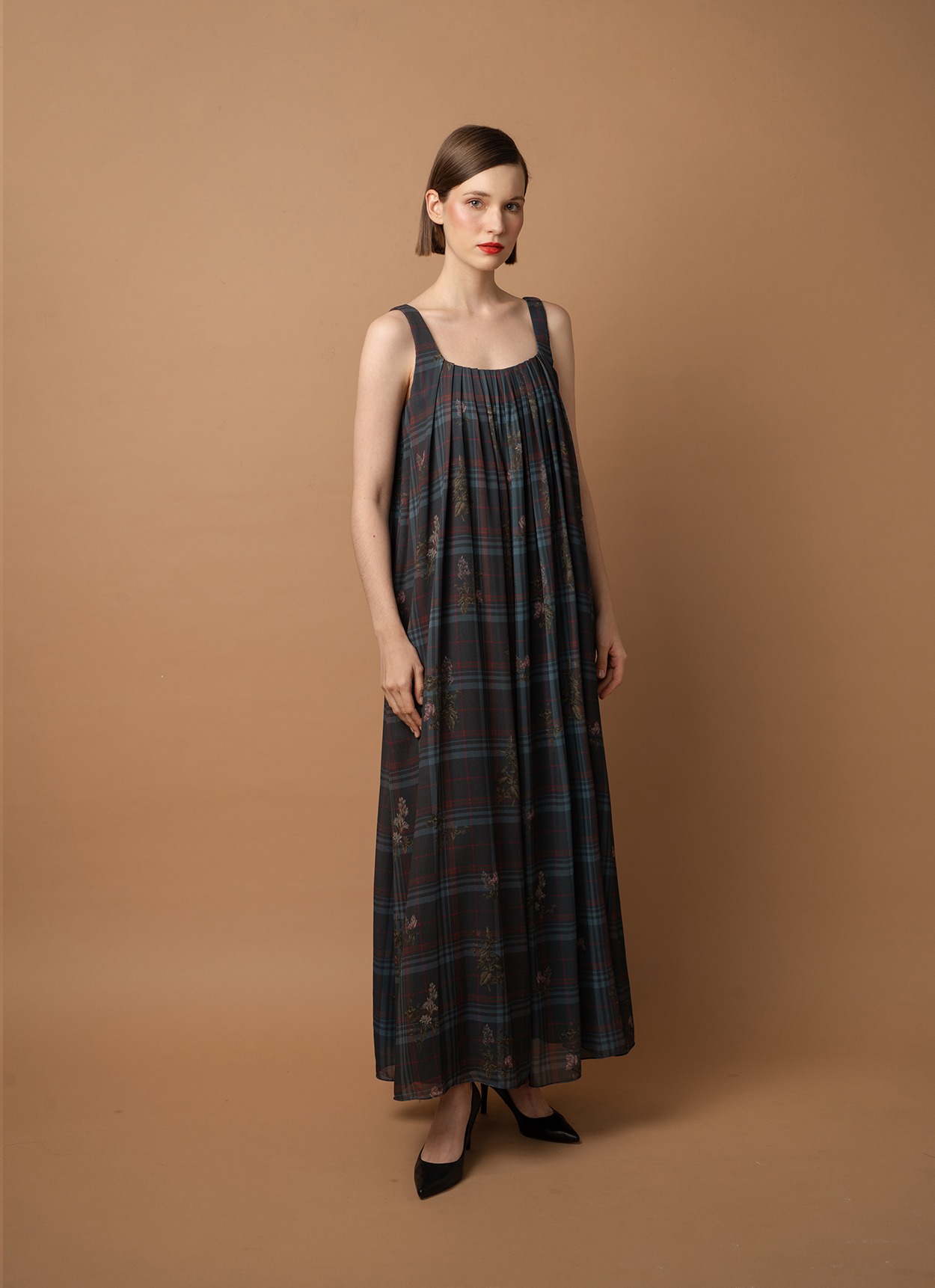 Plaid Botanica Long Dress (PO for 5 days)