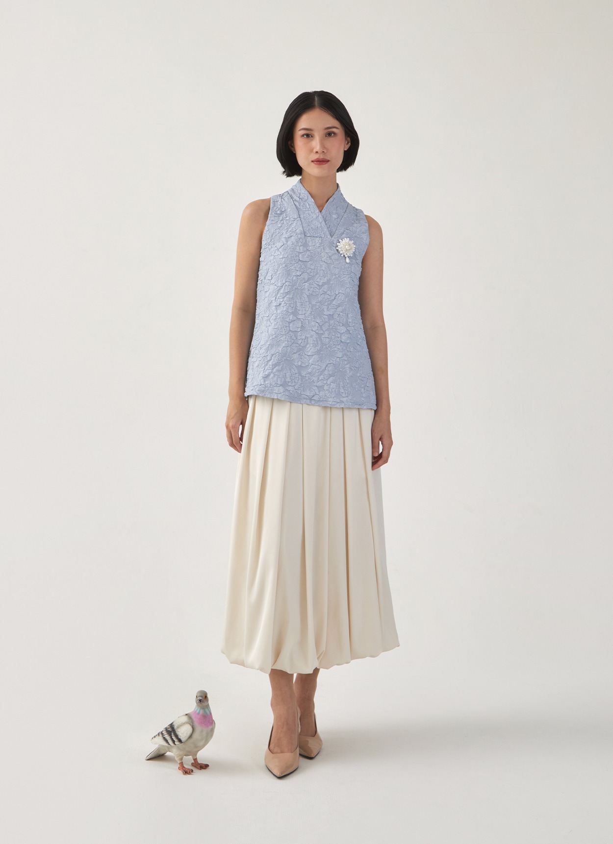 Papier Blouse in Dusty Blue