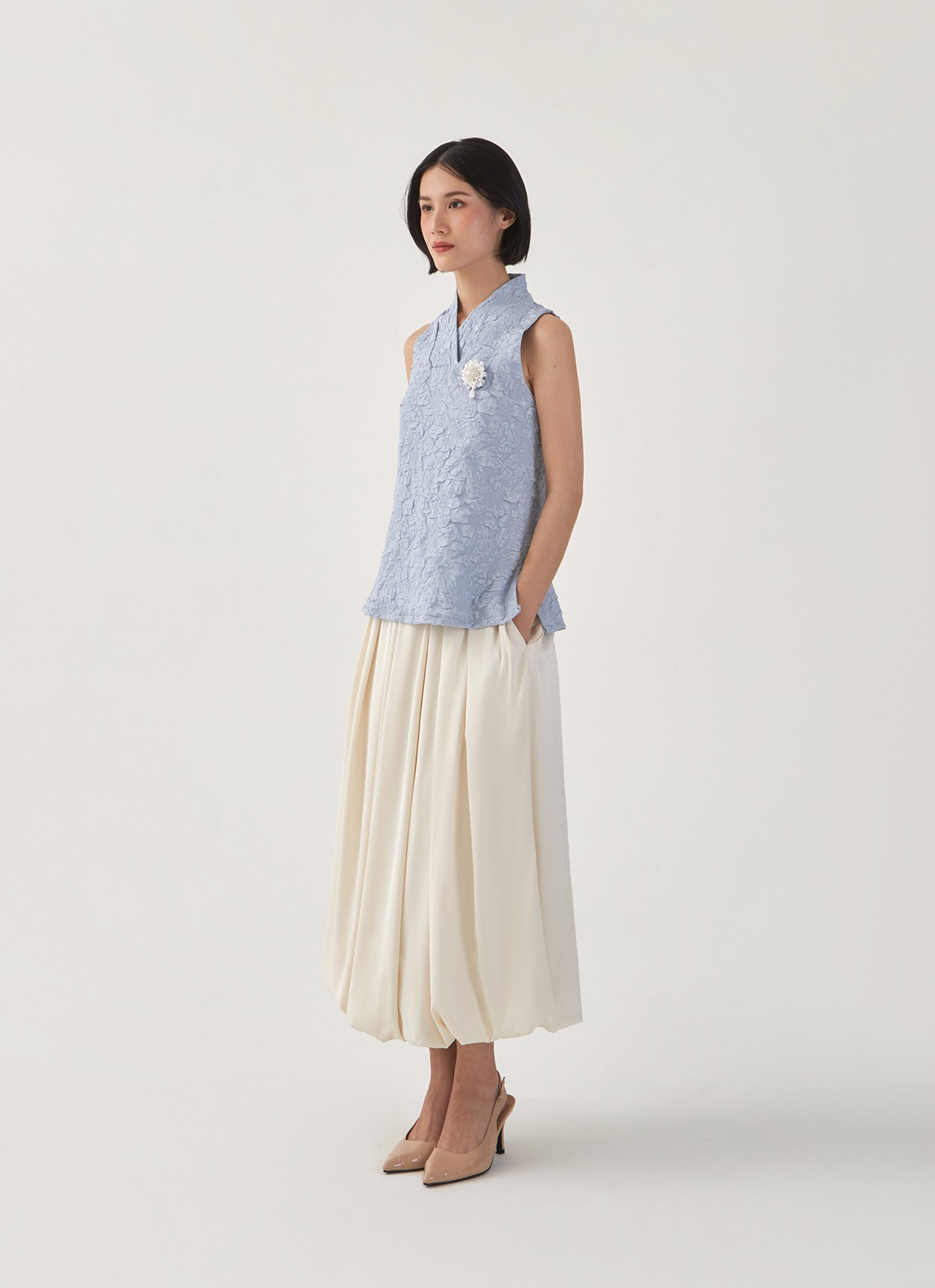 Papier Blouse in Dusty Blue