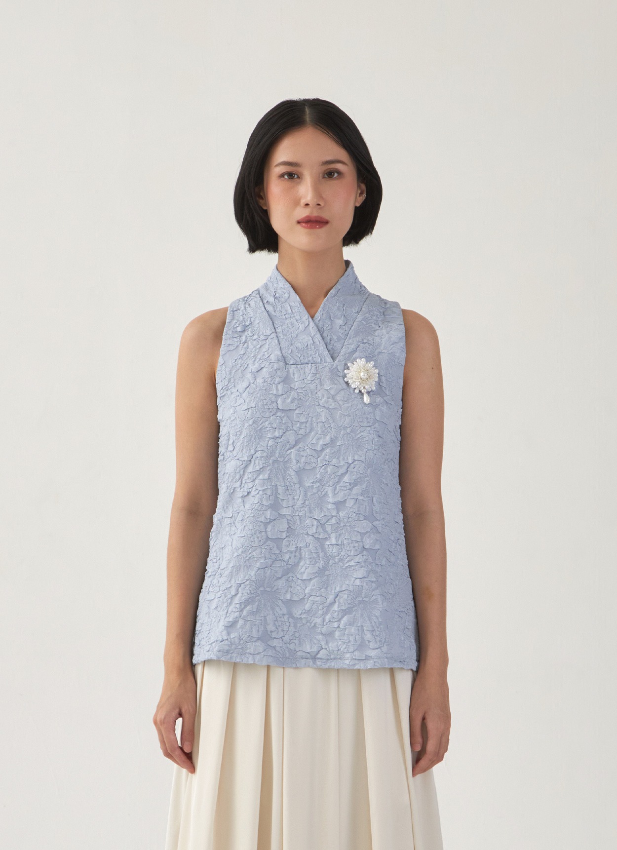 Papier Blouse in Dusty Blue