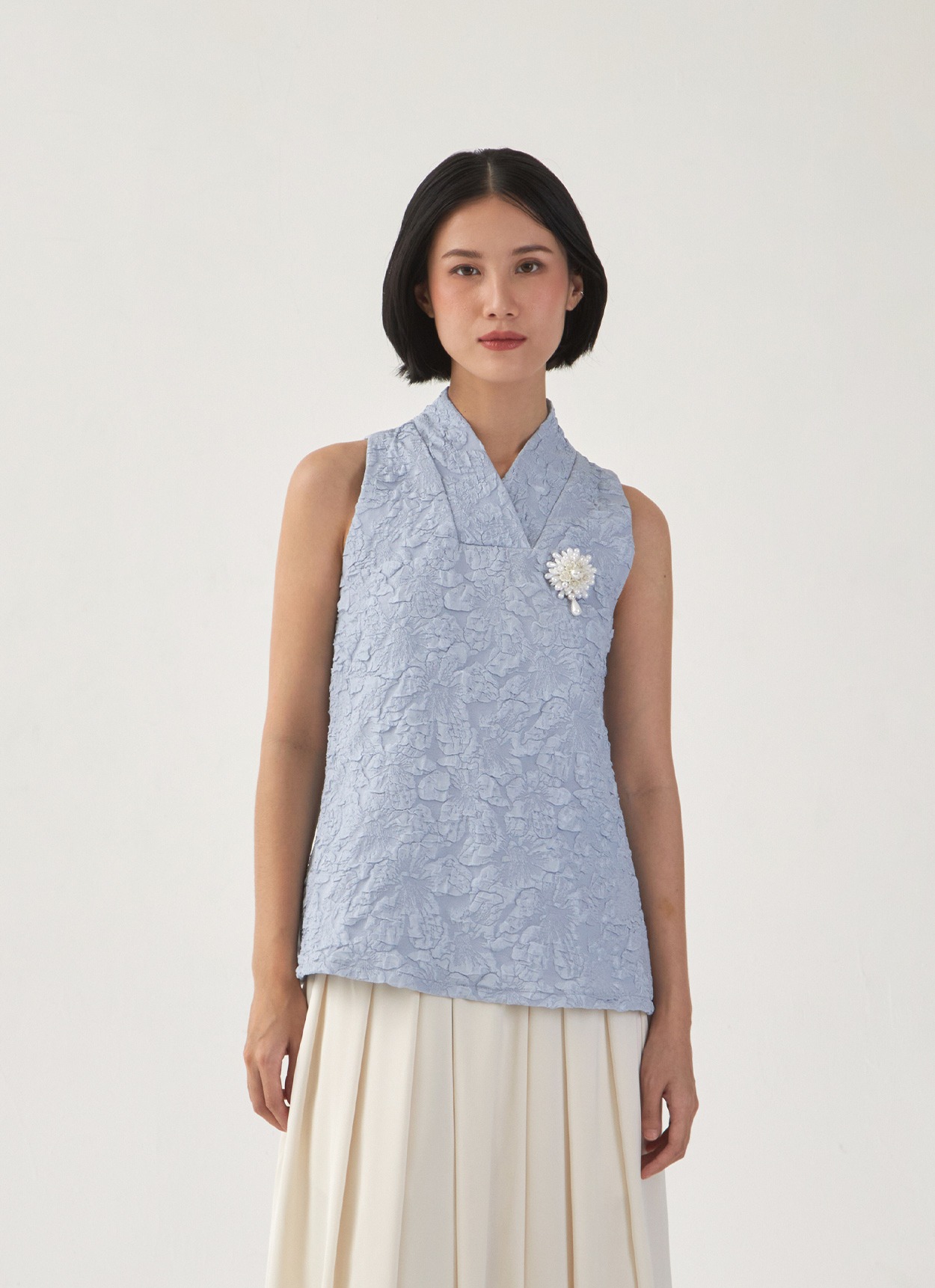 Papier Blouse in Dusty Blue