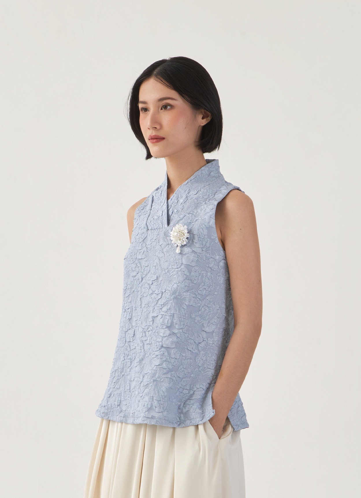Papier Blouse in Dusty Blue