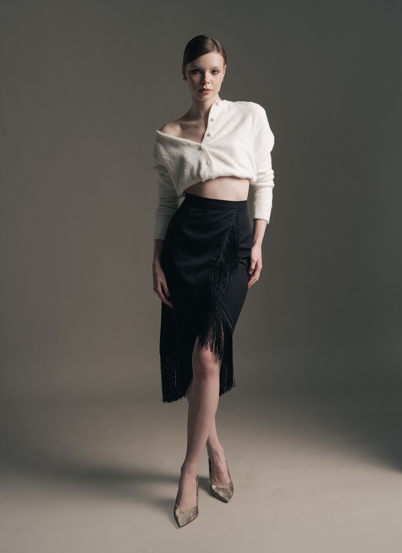 Gabriella Fringe Skirt in Black