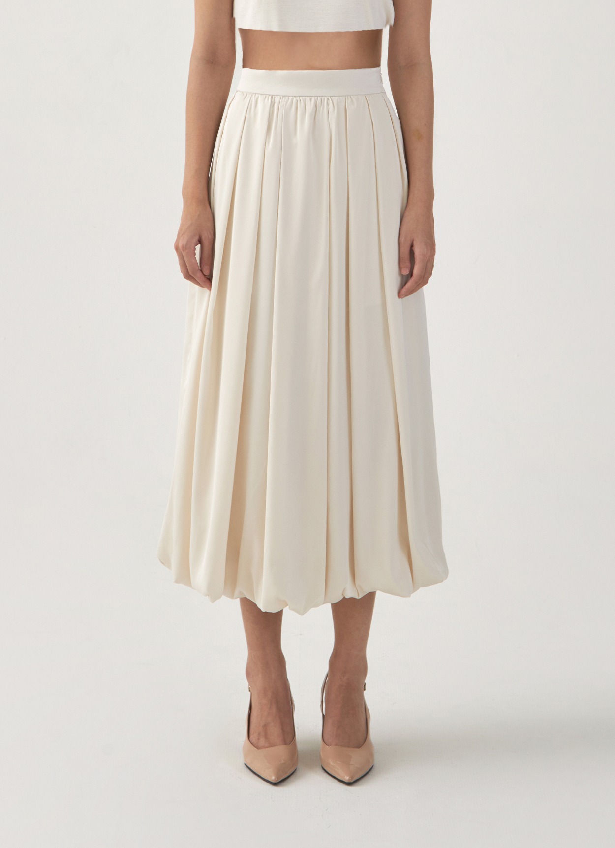 Puff Sateen Baloon Skirt in Ivory