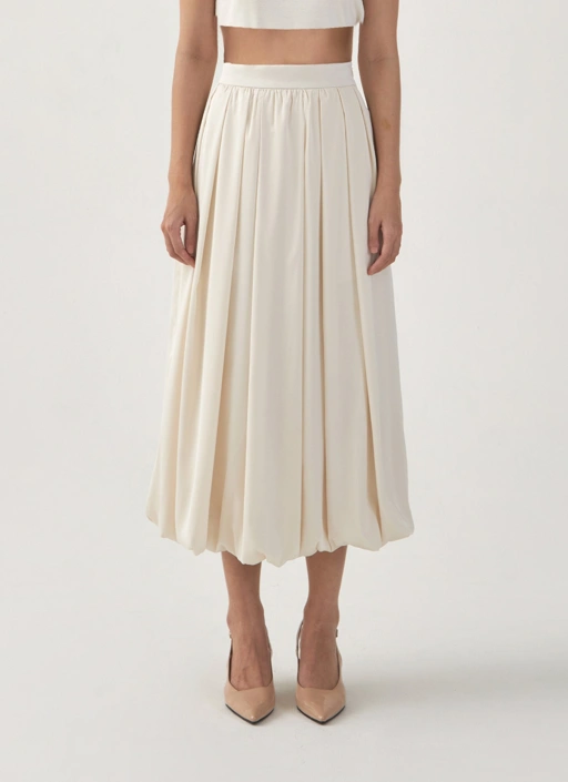 Image of Puff Sateen Baloon Skirt in Ivory