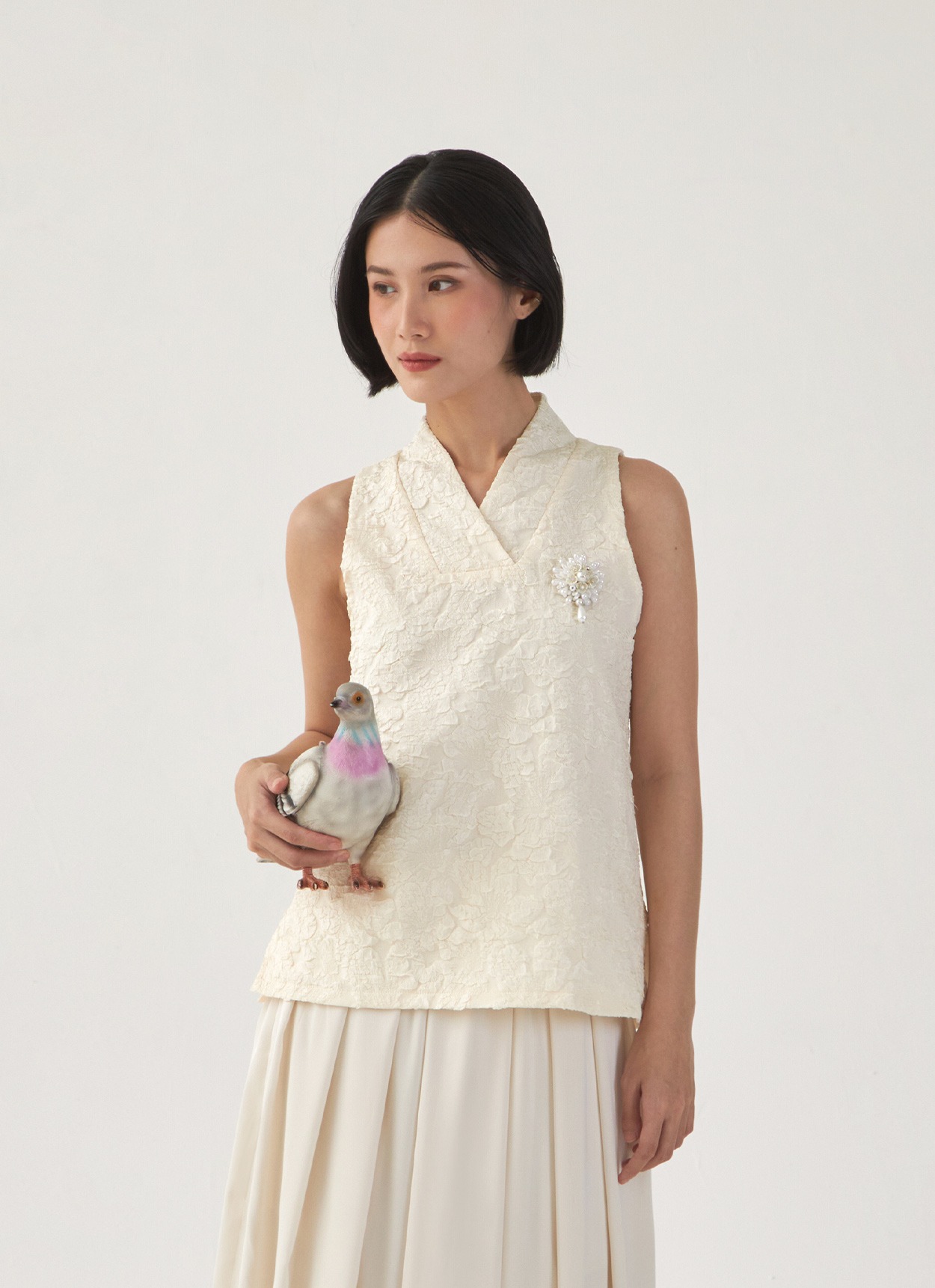Papier Blouse in White