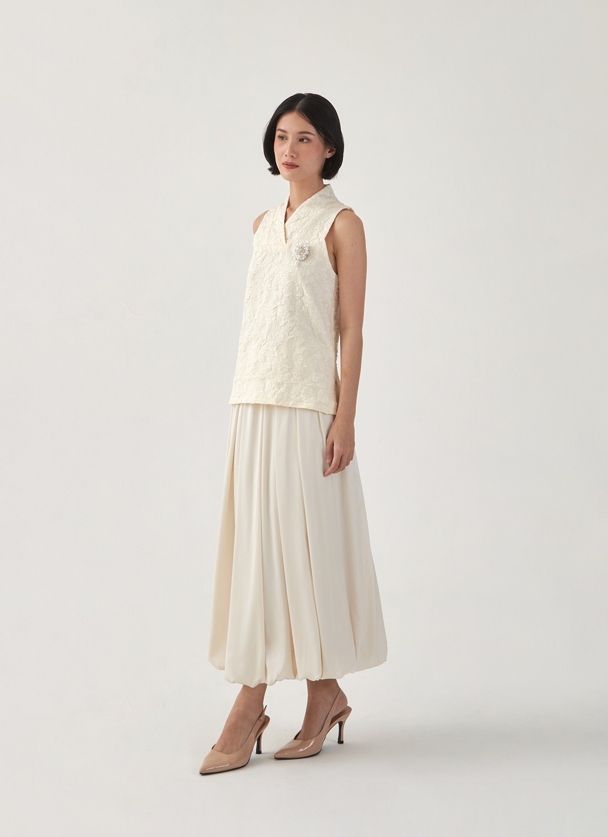 Papier Blouse in White