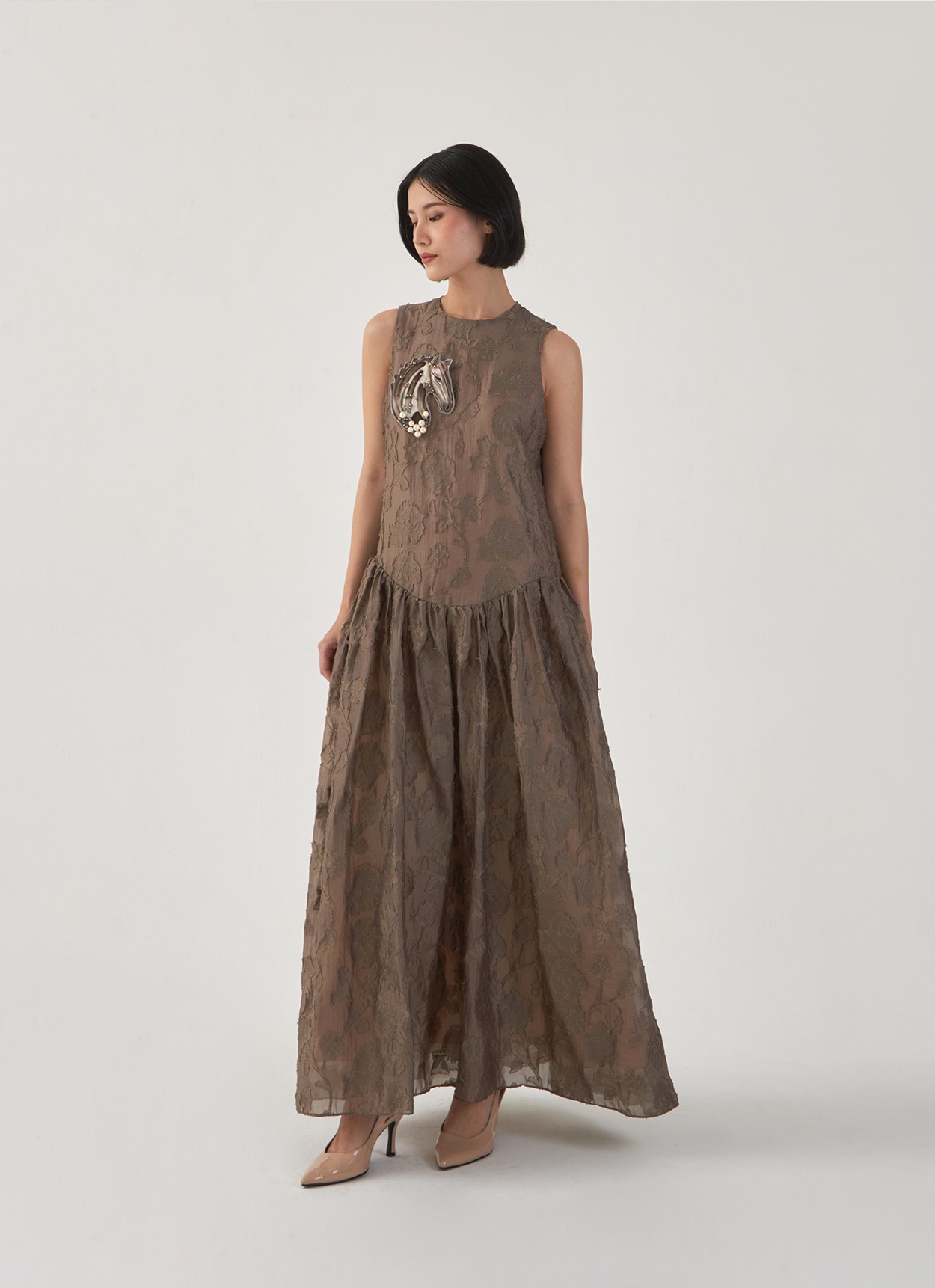 Cheval Dress in Taupe