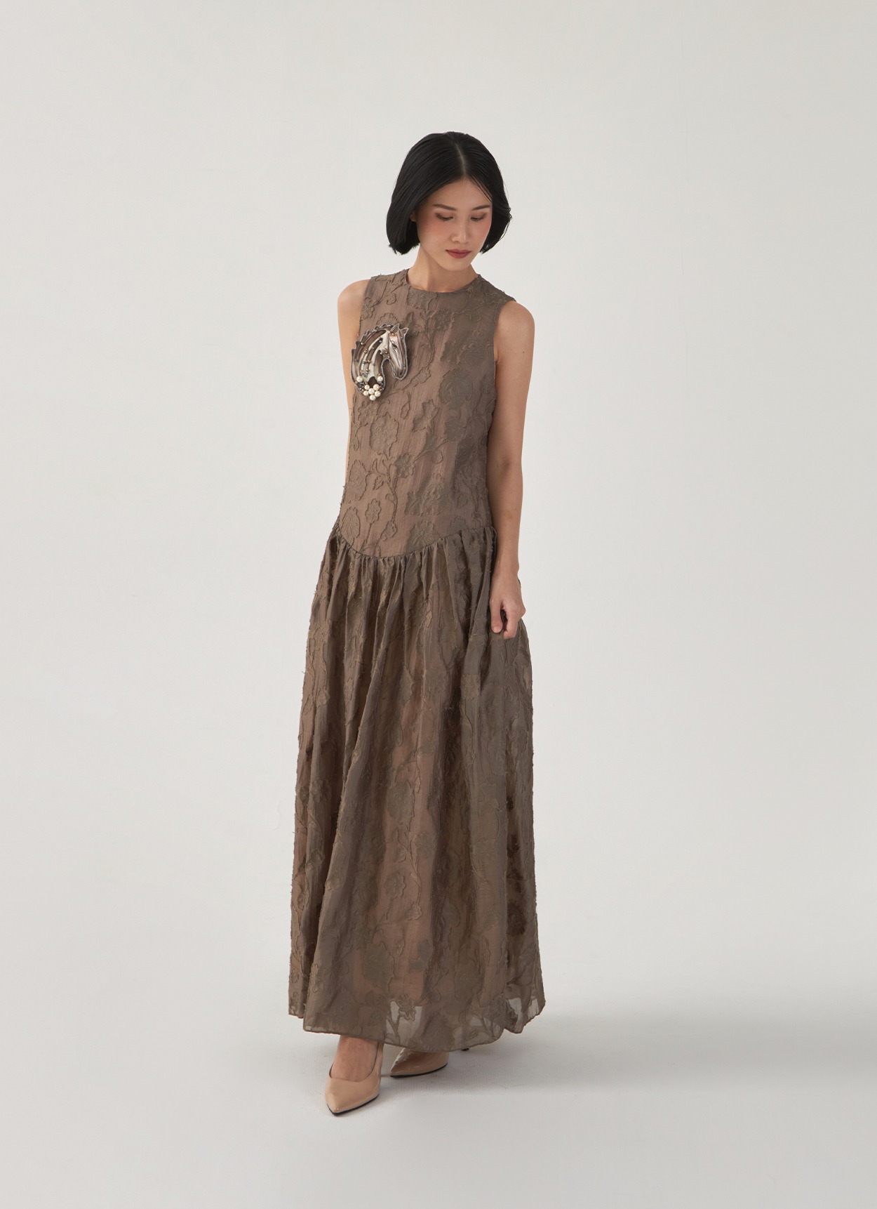 Cheval Dress in Taupe