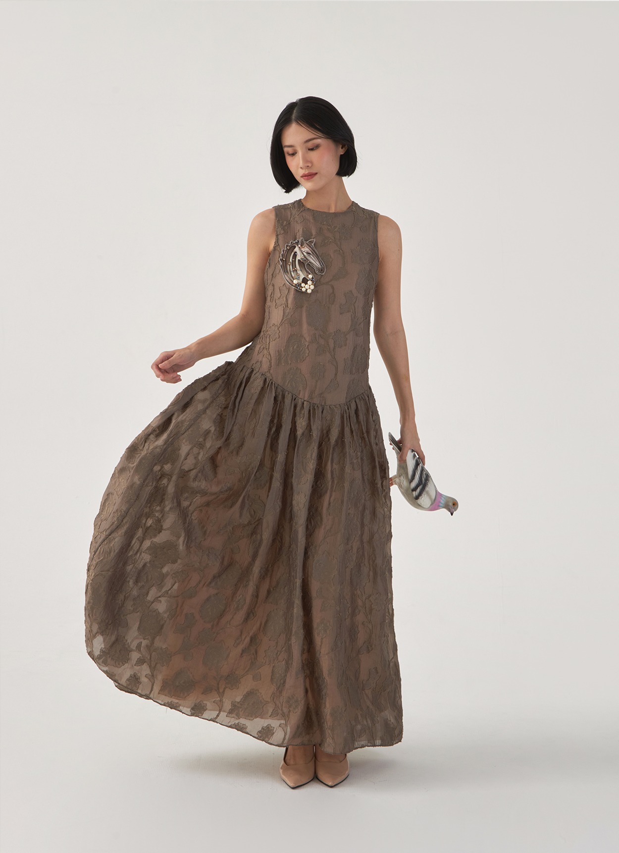 Cheval Dress in Taupe