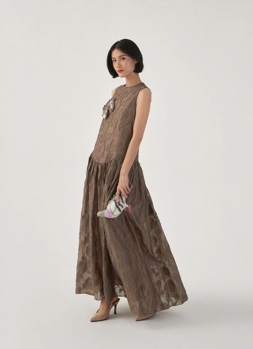 Image of Cheval Dress in Taupe