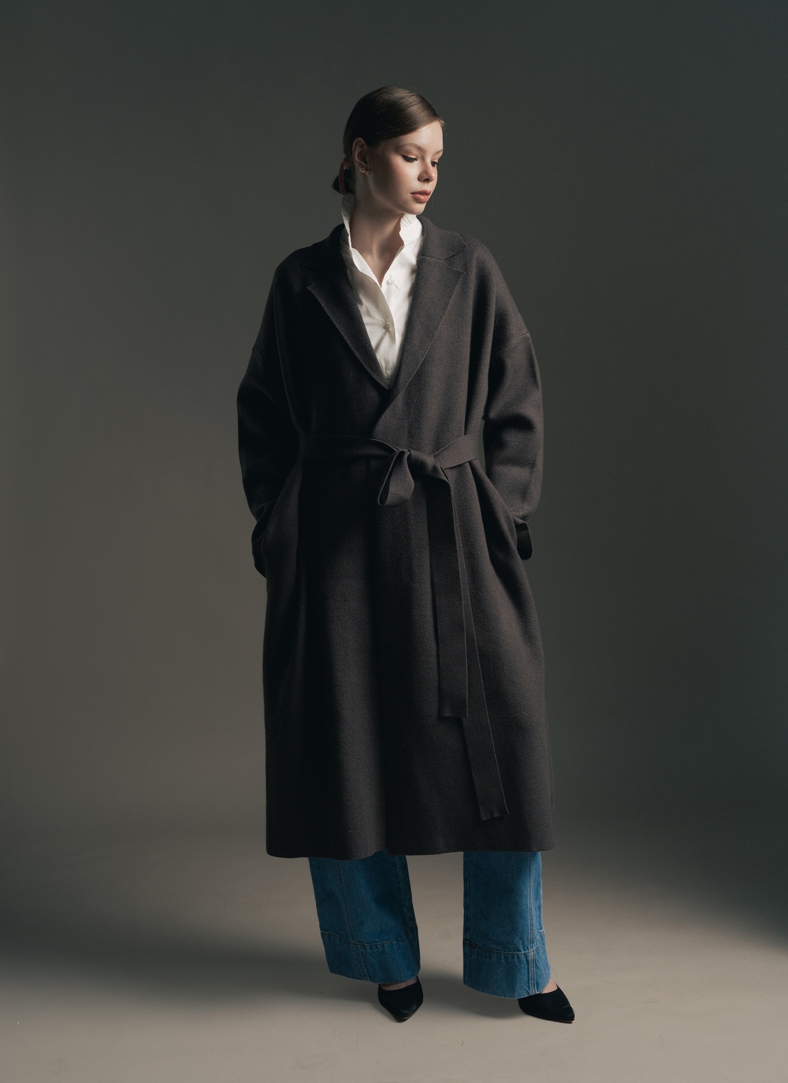 Marie Coat and Balaclava in Dark Grey