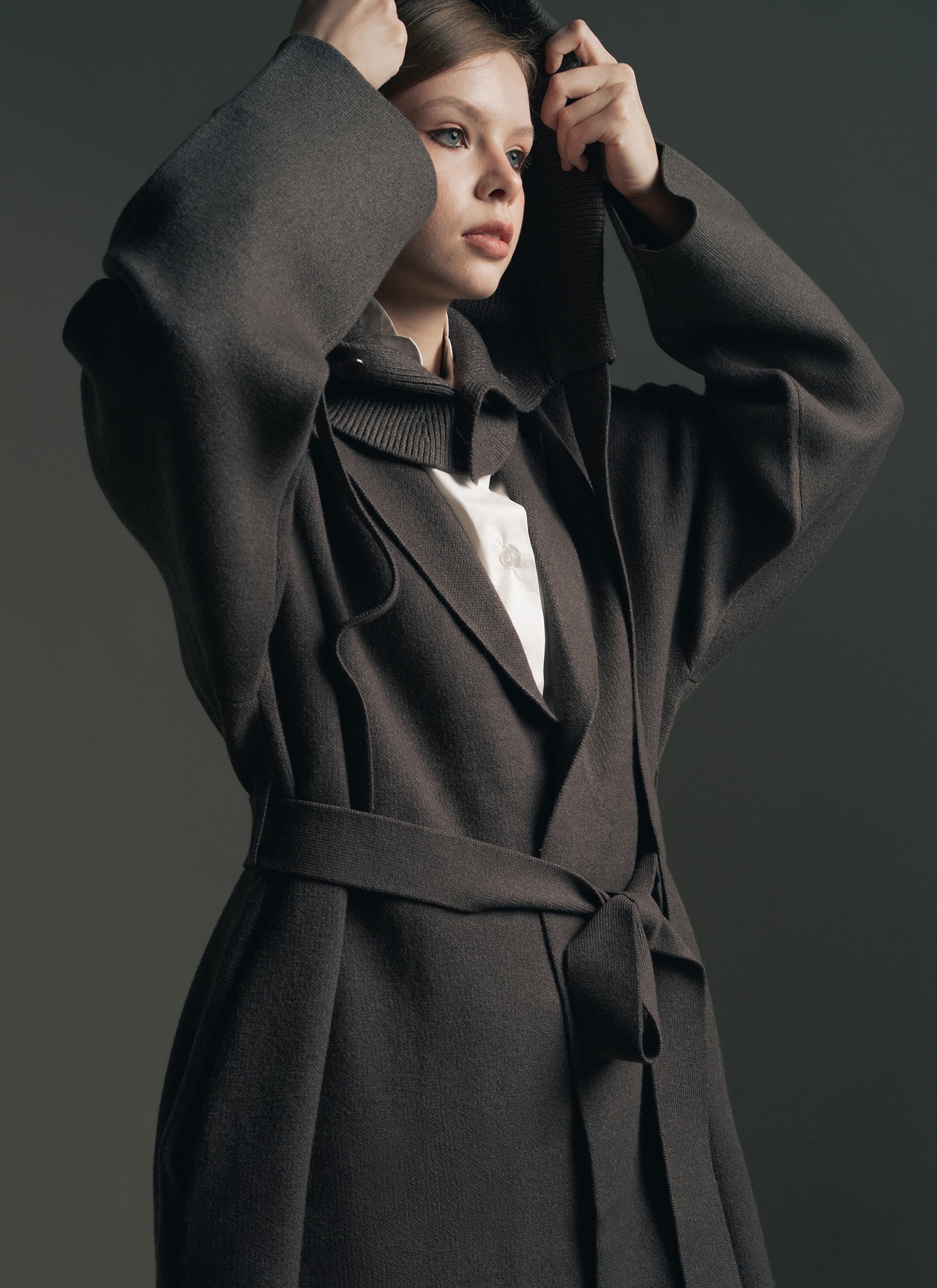 Marie Coat and Balaclava in Dark Grey