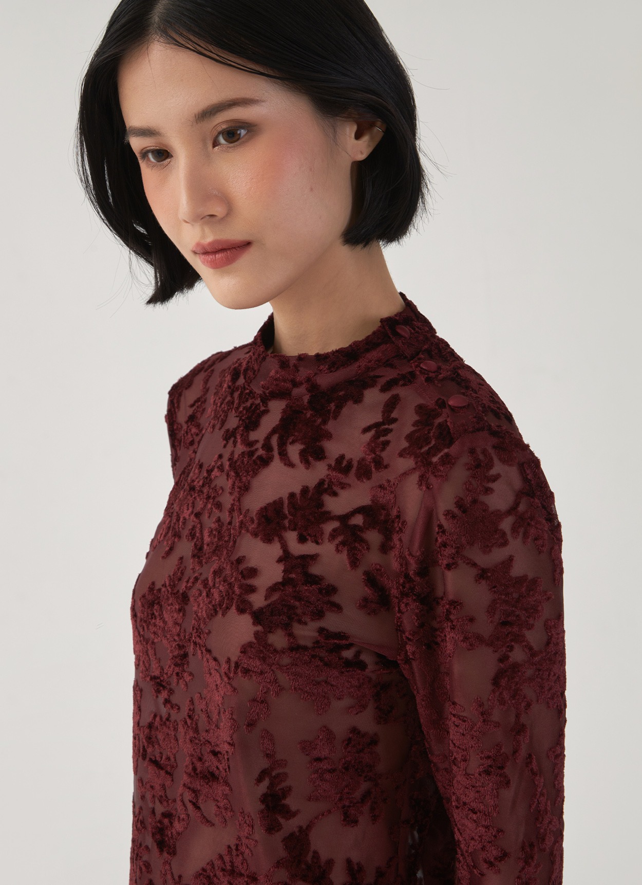 Leura Lace Top in Maroon