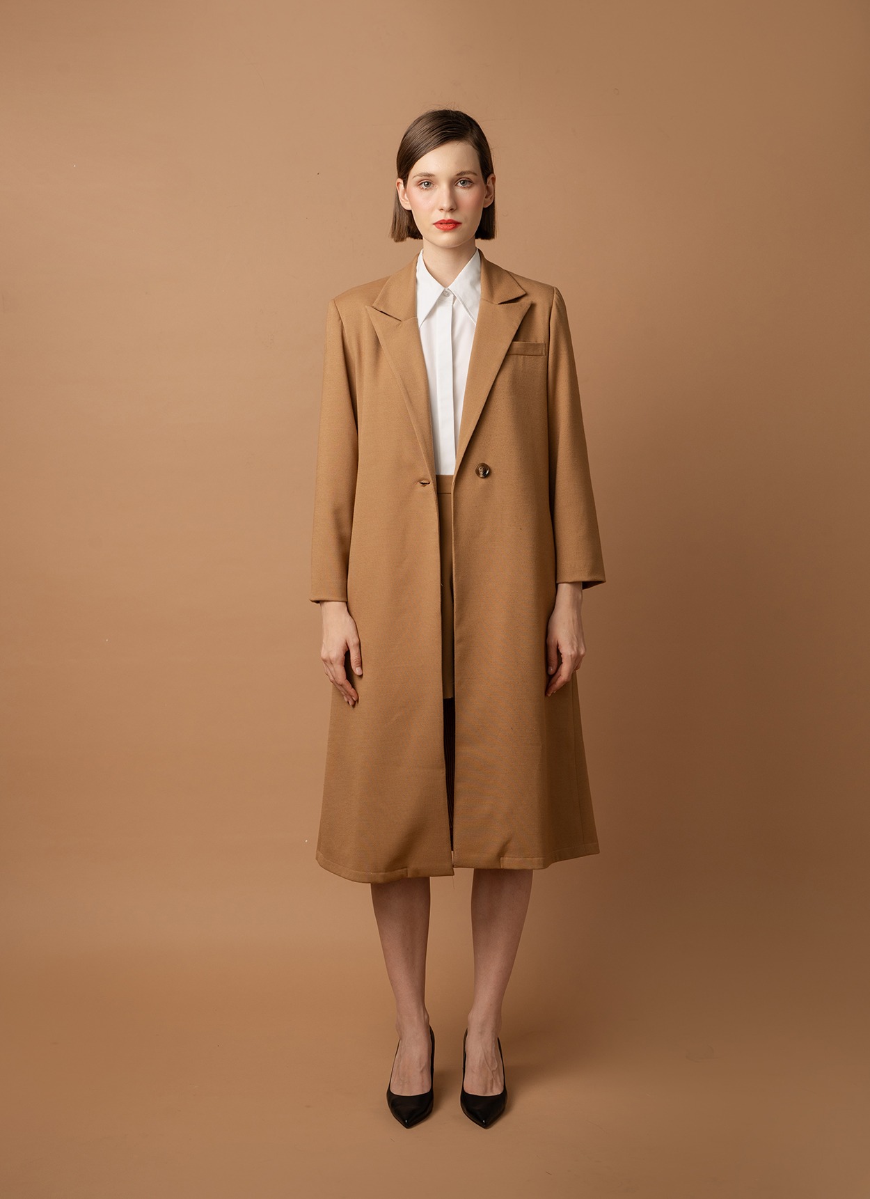 Marv Long Coat in Caramel