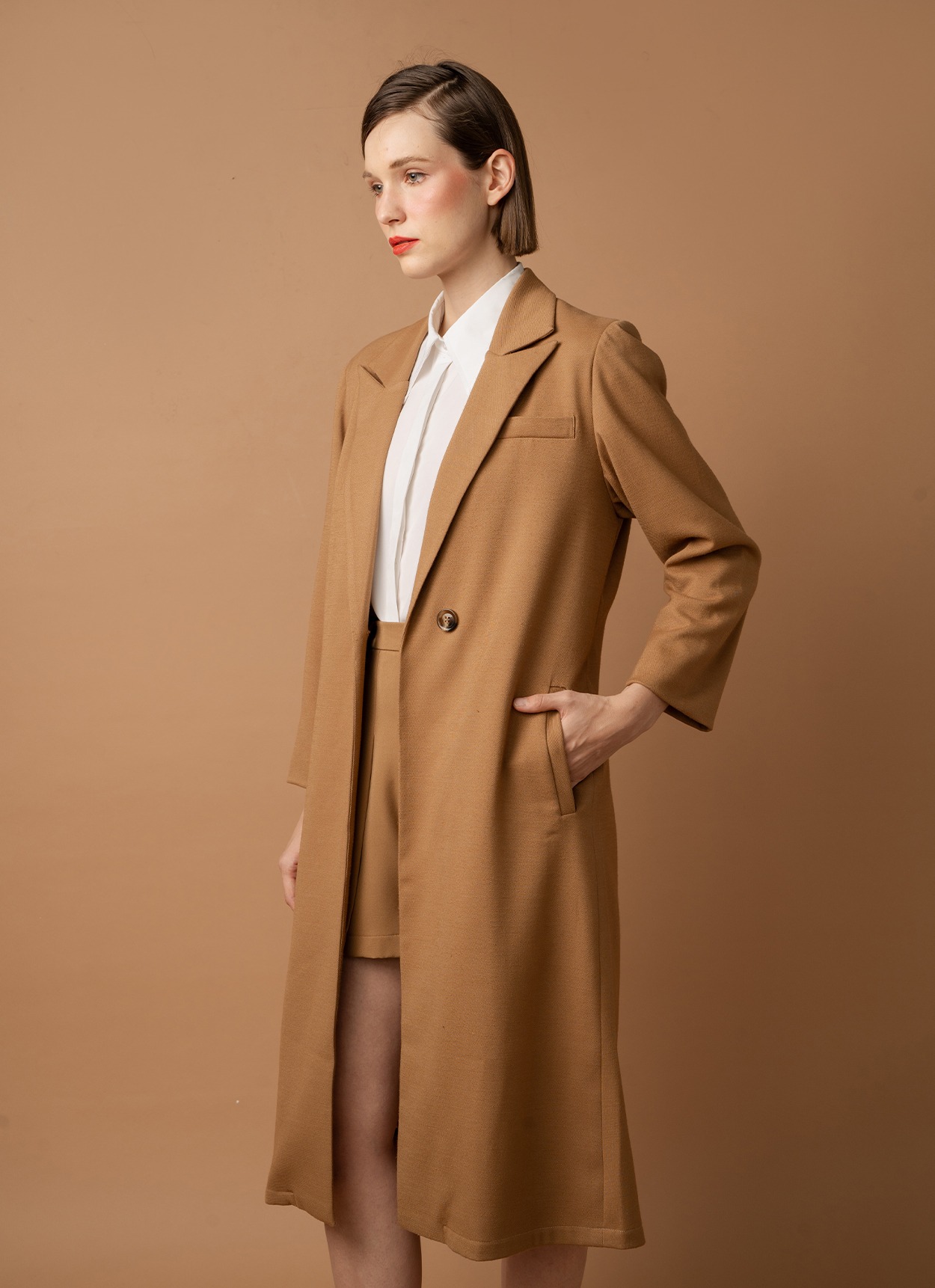 Marv Long Coat in Caramel