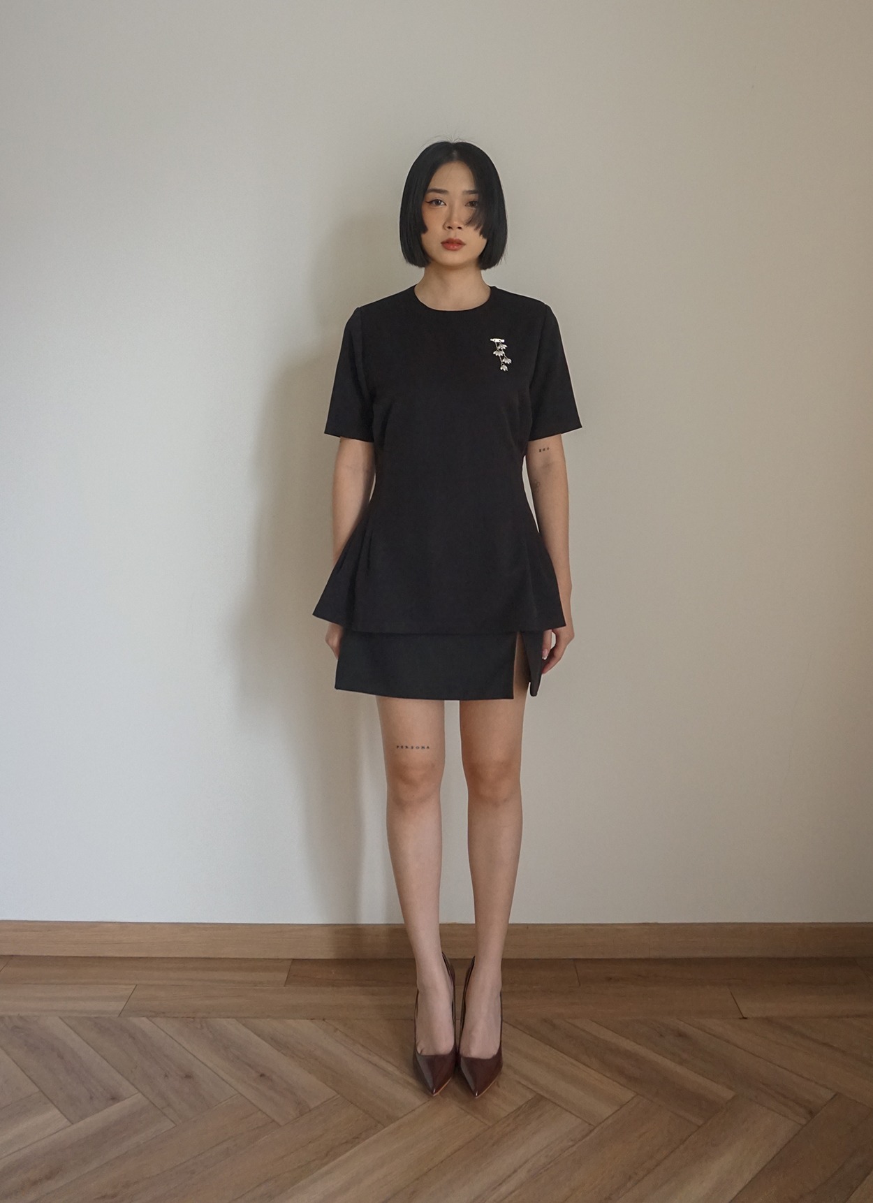 Umbra Peplum Blouse in Black