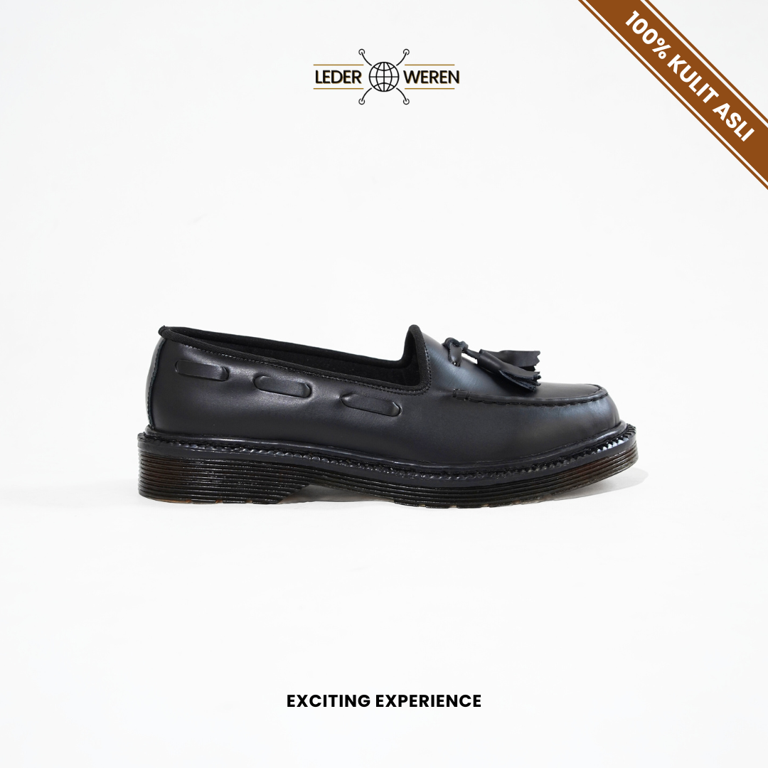 Lederweren Leder Loafer 1 Black Sepatu Formal Pria Kulit Premium Sepatu Loafer Pria